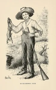 Novelist Prints: Frontispiece drawing by E. W. Kemble in the 1884 edition of the ADVENTURES OF HUCKLEBERRY FINN