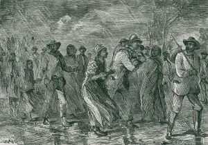 Escaped Prints: Fugitive slaves fleeing from Eastern Maryland to an Underground Railroad depot in Delaware