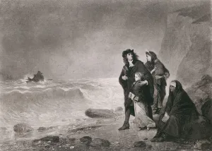 Illustrations Prints: THE FUGITIVES, depicts French Huguenots refugees from France after the 1685 Revocation of the Edit of Nantes of 1598