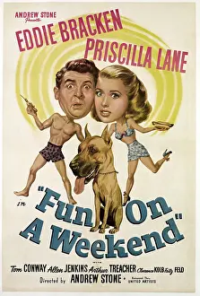 Bracken Prints: FUN ON A WEEKEND, from left, Eddie Bracken, Priscilla Lane, 1947