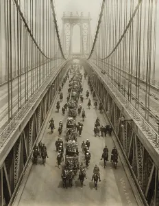 Imperialism Prints: Funeral cortege for 19 American sailors and marines on the Manhattan Bridge