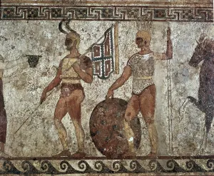 Shield Prints: Funeral painting with Greek soldiers