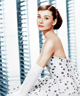 Floral Print Prints: FUNNY FACE, Audrey Hepburn, (in a Givenchy evening gown), 1957