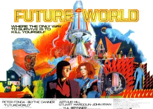 Phposters Prints: FUTUREWORLD, center, from left: Peter Fonda, Blythe Danner, 1976