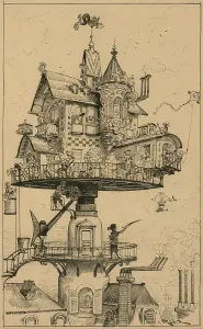 Apartment Prints: Futuristic drawing by Albert Robida (1848-1926)