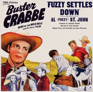 FUZZY SETTLES DOWN, US poster art, top left: Buster Crabbe; bottom left: Al St. John, 1944