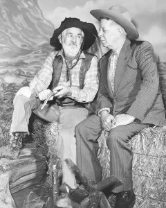 Hayes Prints: THE GABBY HAYES SHOW, from left: Gabby Hayes, Hoot Gibson, 1956