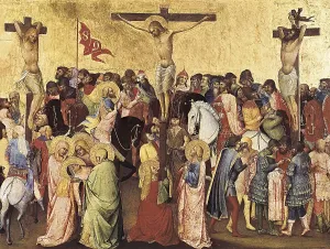 GADDI, Agnolo (1333-1396). Crucifixion. 1390-1396. Renaissance art. Trecento. Florentine school. Tempera on wood. ITALY. Florence. Galleria degli Uffizi (Uffizi Gallery)