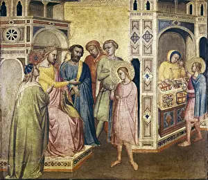 Trecento Prints: GADDI, Tadeo (1300-1366). Saint Eligius before the King Chlothar