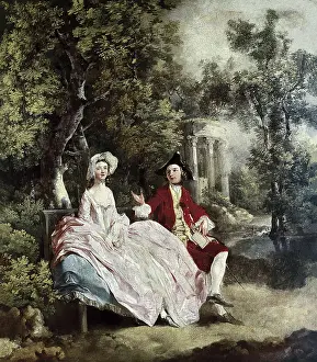 GAINSBOROUGH, Thomas (1727-1788). Conversation in a Park, portrait of the artist and his wife, Margaret Burr at the time of their marriage. 1749 - 1780