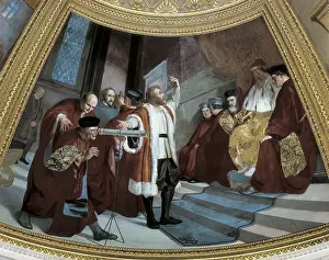 Astronomical Prints: Galileo Tribune. Galileo Showing his Telescope to the Venetian Senate