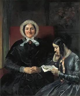 Gallait Prints: GALLAIT, Louis (1810-1887). The Mother and Sister of the Artist