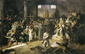 Gallait Prints: GALLAIT, Louis (1810-1887). The Plague of Tournai in 1095