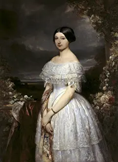 Gallait Prints: GALLAIT, Louis (1810-1887). Portrait of Viscountess of Biolley