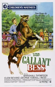 Thompson Prints: GALLANT BESS, US poster art, Marshall Thompson, Silvernip, the horse, 1946