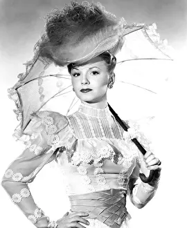 Parasol Prints: GALLANT JOURNEY, Janet Blair, in a ca. 1900s costume by Jean Louis, 1946