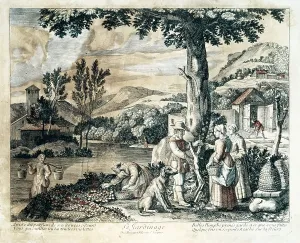 Activities Prints: The gardeners. French engraving (18th c)