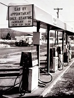 Gasoline Prints: GAS SHORTAGE-A gas station in Amherst