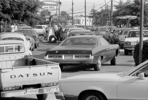 Gasoline Prints: Gasoline lines due to the gasoline shortage