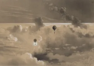 Aeronautics Prints: Gaston and Albert Tissandier ascending in their hot-air balloon ZENITH on September 26 1876