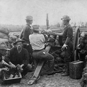 20 40 Years Old Prints: Gatling gun trained on the Filipinos, near Manila, in Philippine-American War in 1899