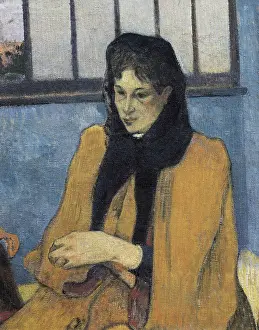 GAUGUIN, Paul (1848-1903). The Schuffenecker Family, or Schuffenecker's Studio. 1889. Portrait of painter Emile Schuffenecker's wife, Louise Lanon. Impressionism