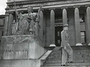 Postwar Prints: Gen. Dwight Eisenhower on the steps of Low Library of Columbia University