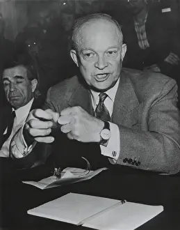 Fist Prints: Gen. Dwight Eisenhower testifies to a Senate Finance Committee on the post war reduction of defense spending