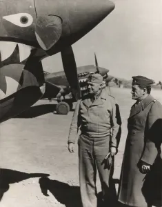 Air Forces Prints: Gen. Henry Hap Arnold looks at a Curtiss P-40 with Gen. Claire Chennault (right)