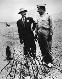 Testing Prints: Gen. Leslie Groves (r) and Dr. J. Robert Oppenheimer at Trinity Test Site in Sept. 1945