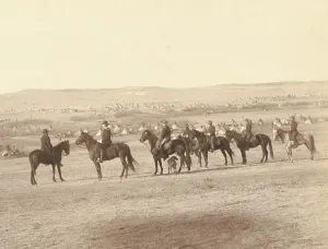 Miles Prints: Gen. Miles and staff viewing the hostile Indian Camp