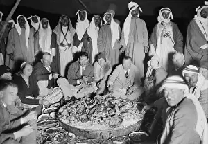 Heavyweights Prints: Gene Tunney and wife Polly Lauder Tunney at Bedouin camp with Sheik Majid
