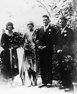 Socialite Prints: Gene Tunney and wife Polly Lauder Tunney on their wedding day at the Hotel Russie