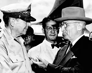 Macarthur Prints: General Douglas MacArthur and President Harry Truman meet at Wake Island on Oct. 14, 1950