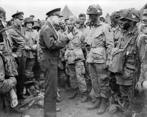 General Dwight Eisenhower talked to paratroopers on the evening of June 5, 1944
