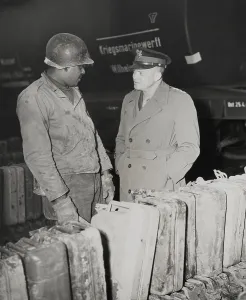 Gasoline Prints: General Dwight Eisenhower talks with African American Private Edward Clay