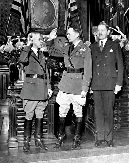General Prints: General Edward A. Kregar (left) swearing in General Douglas MacArthur (center)