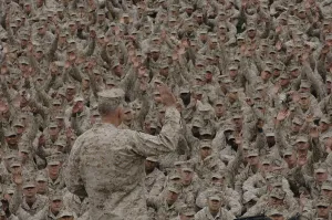 Conway Prints: General James Conway Marine Corps Commandant administers the Marine oath of enlistment during a mass reenlistment