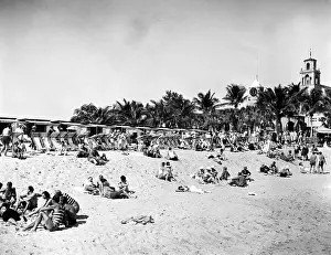 Beach Prints: A general scene at exclusive Breaker's Beach in Palm Beach