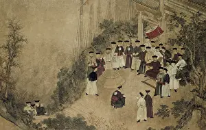 Scenes Prints: General Shi Lang with Company Officials at a Well on the Sea