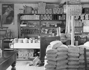 Coca Cola Prints: General Store interior, photograph by Walker Evans, Moundville, Alabama, Summer, 1936