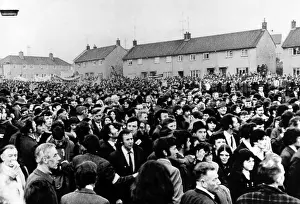 Civil Rights Prints: A general view of Irish demonstrators in the Derrybeg housing estate in Newry