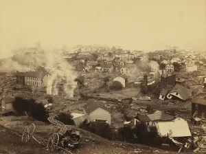 Bodies Prints: General view of Johnstown from high ground after the flood of May 31st, 1889