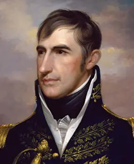 Embroidery Prints: GENERAL WILLIAM HENRY HARRISON, by Rembrandt Peale, 1813, American painting, oil on canvas