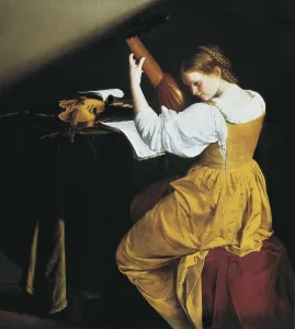GENTILESCHI, Orazio Lomi (1565-1638). The Lute Player. ca. 1612 - 1620. Baroque art. Oil on wood. UNITED STATES OF AMERICA. Washington. National Gallery of Art