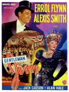 Alexis Prints: GENTLEMAN JIM, (from left): Errol Flynn, Alexis Smith, (Belgian poster art), 1942