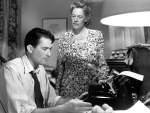Typewriter Prints: GENTLEMAN'S AGREEMENT, Gregory Peck, Anne Revere, 1947, writer at the typewriter