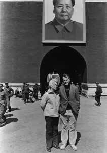 Ambassadors Prints: George and Barbara Bush pose beneath a portrait of Mao Zedong in Beijing when he was United States Liaison to China