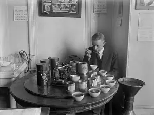 Testing Prints: George F. Mitchell testing tea on Jan