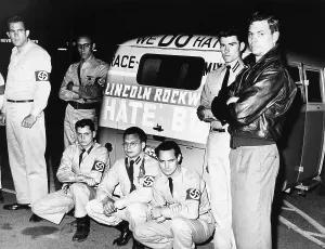 Segregationists Prints: George Lincoln Rockwell (right) poses with the American Nazi party Hate Bus, May 22, 1961